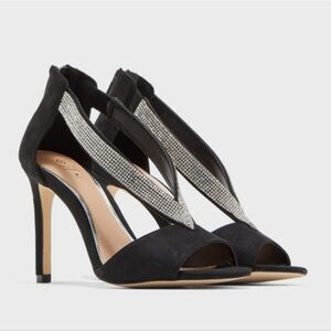 Viaria Sandal Stilletto Heels Black Rhinestones CALL IT SPRING